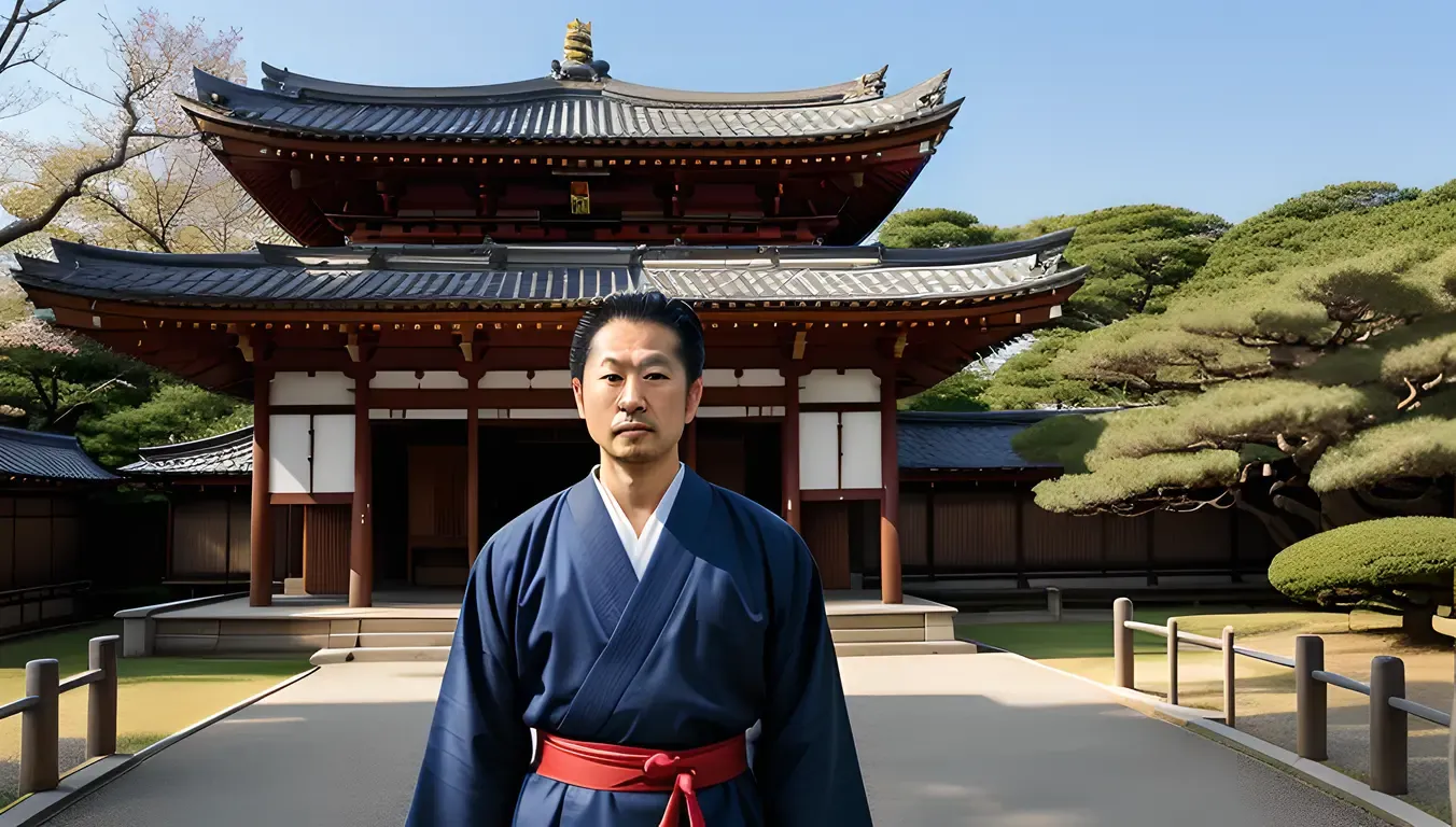 Samurai Profile Pic: Respectful Warrior at Japanese Temple