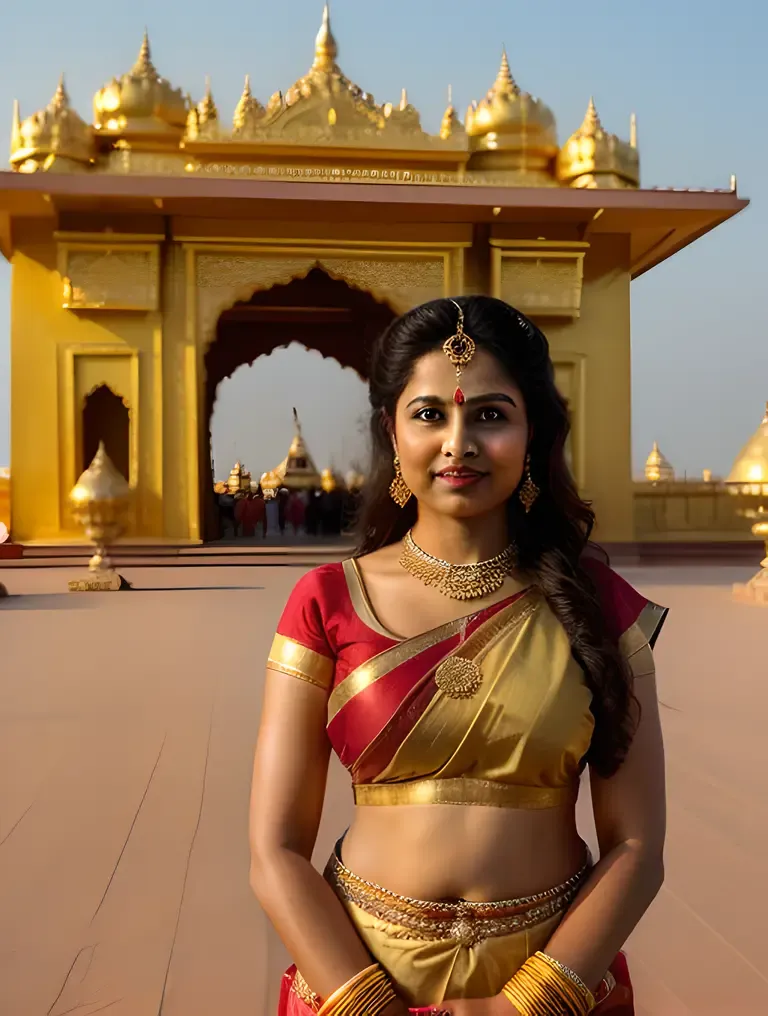 Satyabhama in Front of Golden Palace in Dwaraka