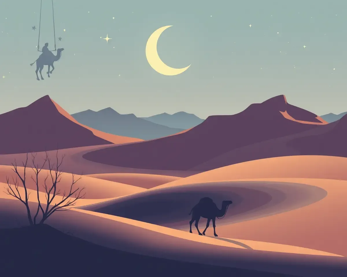 Serene Desert Landscape Aqeeqah Invitation Card Design