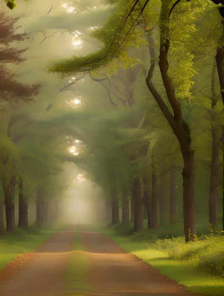 Serene Forest Landscape with Tall Sapera Tree Standing Tall