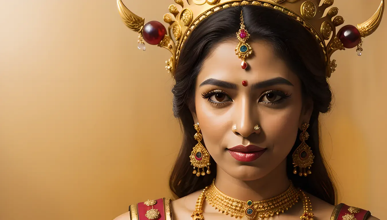 Serene Kaliamman Watercolor Portrait with Traditional Jewelry