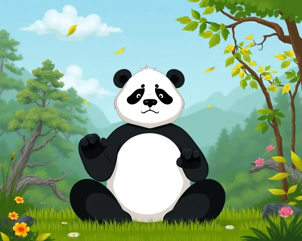 Serene Kung Fu Panda in Forest Meditation