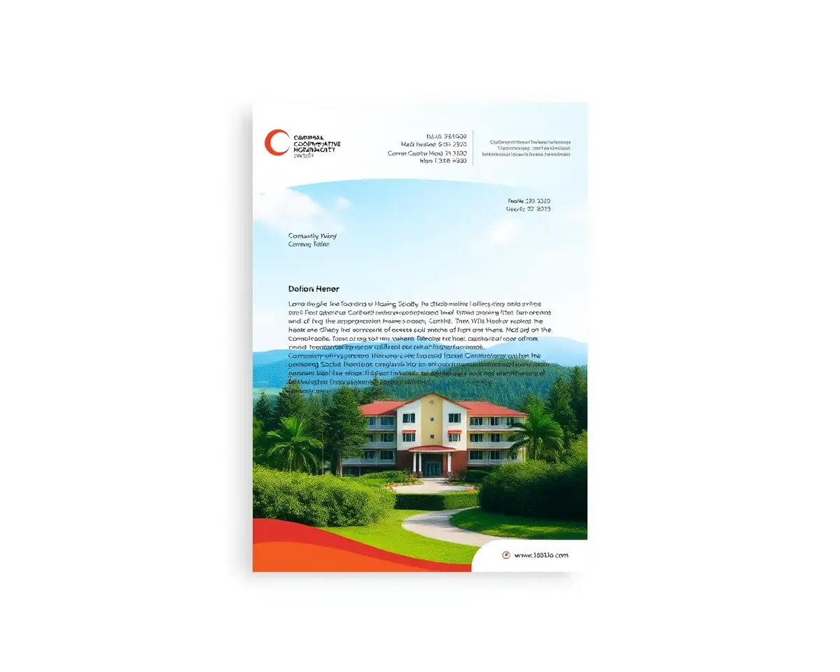 Serene Landscape Community Center Letterhead Design