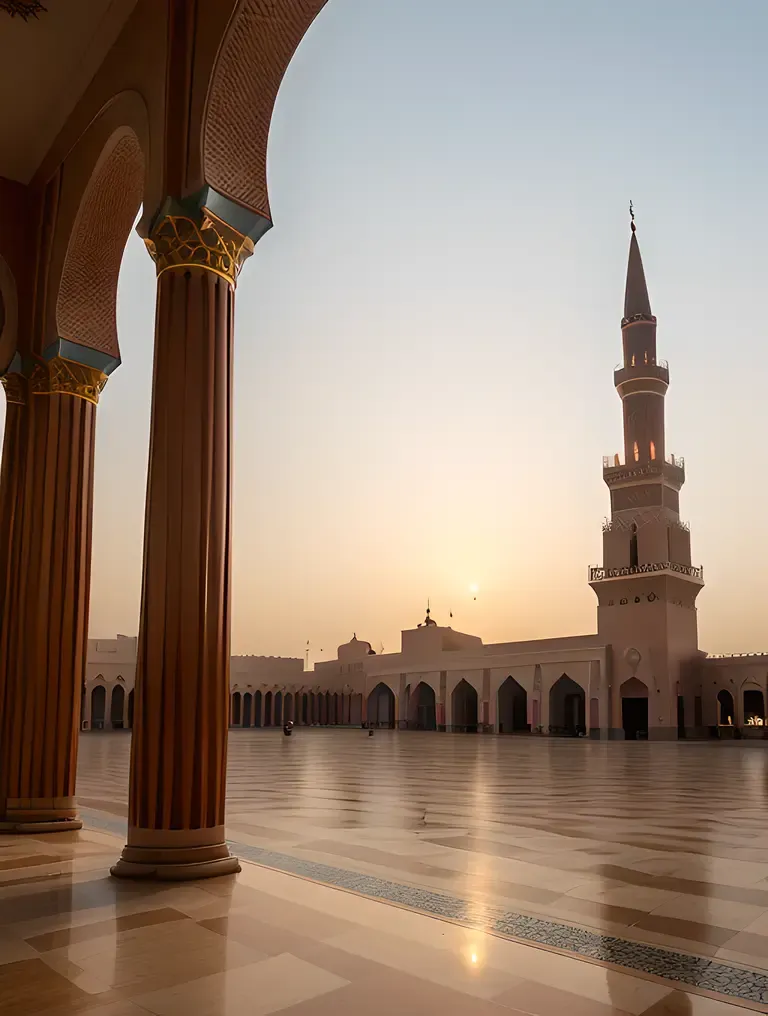 Serene Morning View of Masjid Nabawi's Architecture