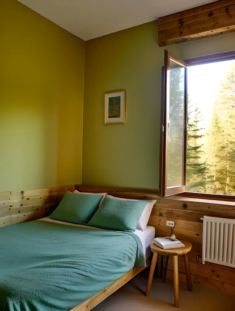 Serene Peaceful Hostel Room with Forest View