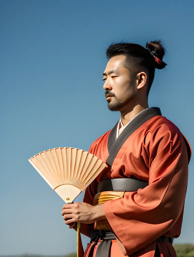 Serene Samurai Profile Pic with Fan and Breeze