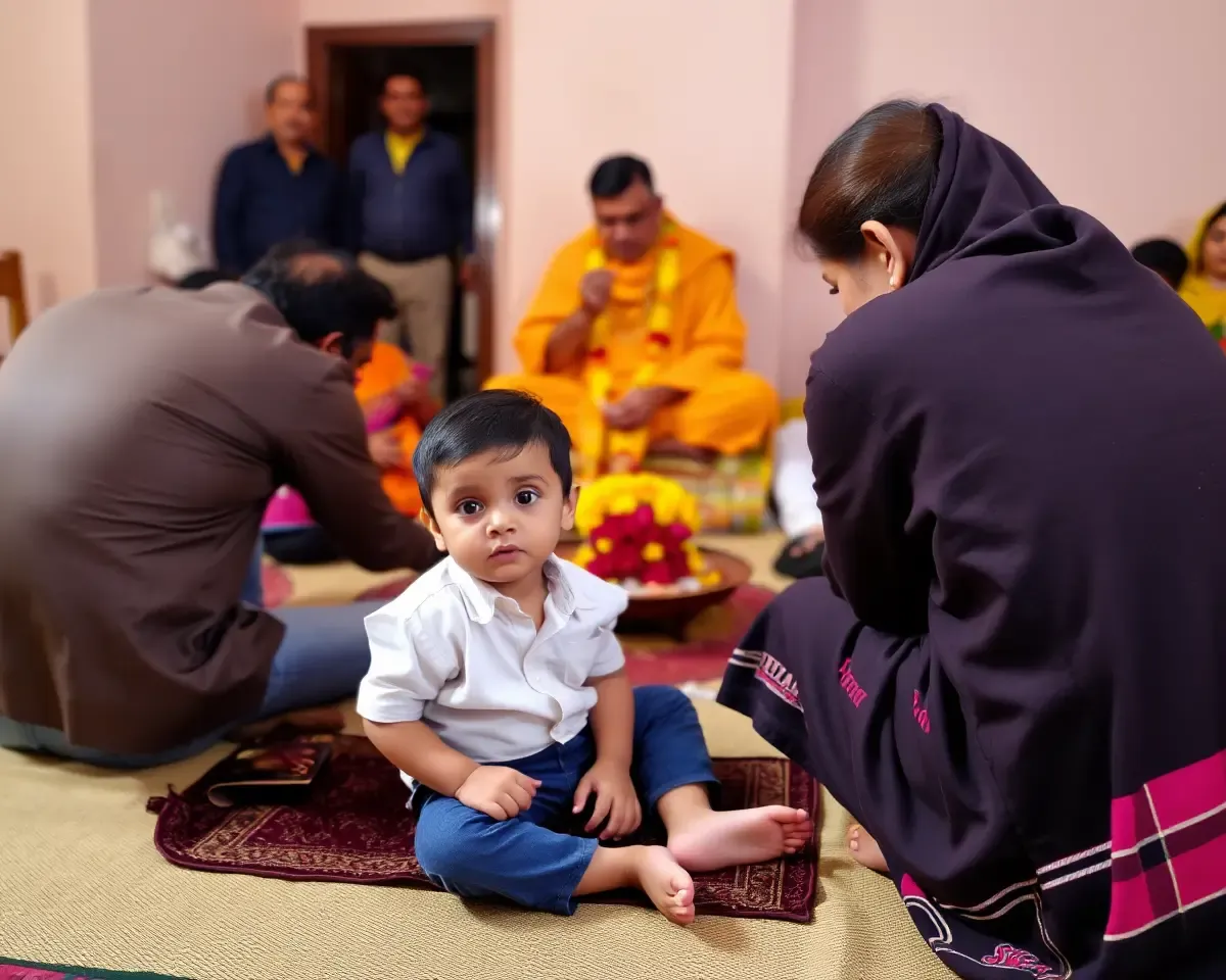 Serene Scene of Mundan Ceremony in Progress