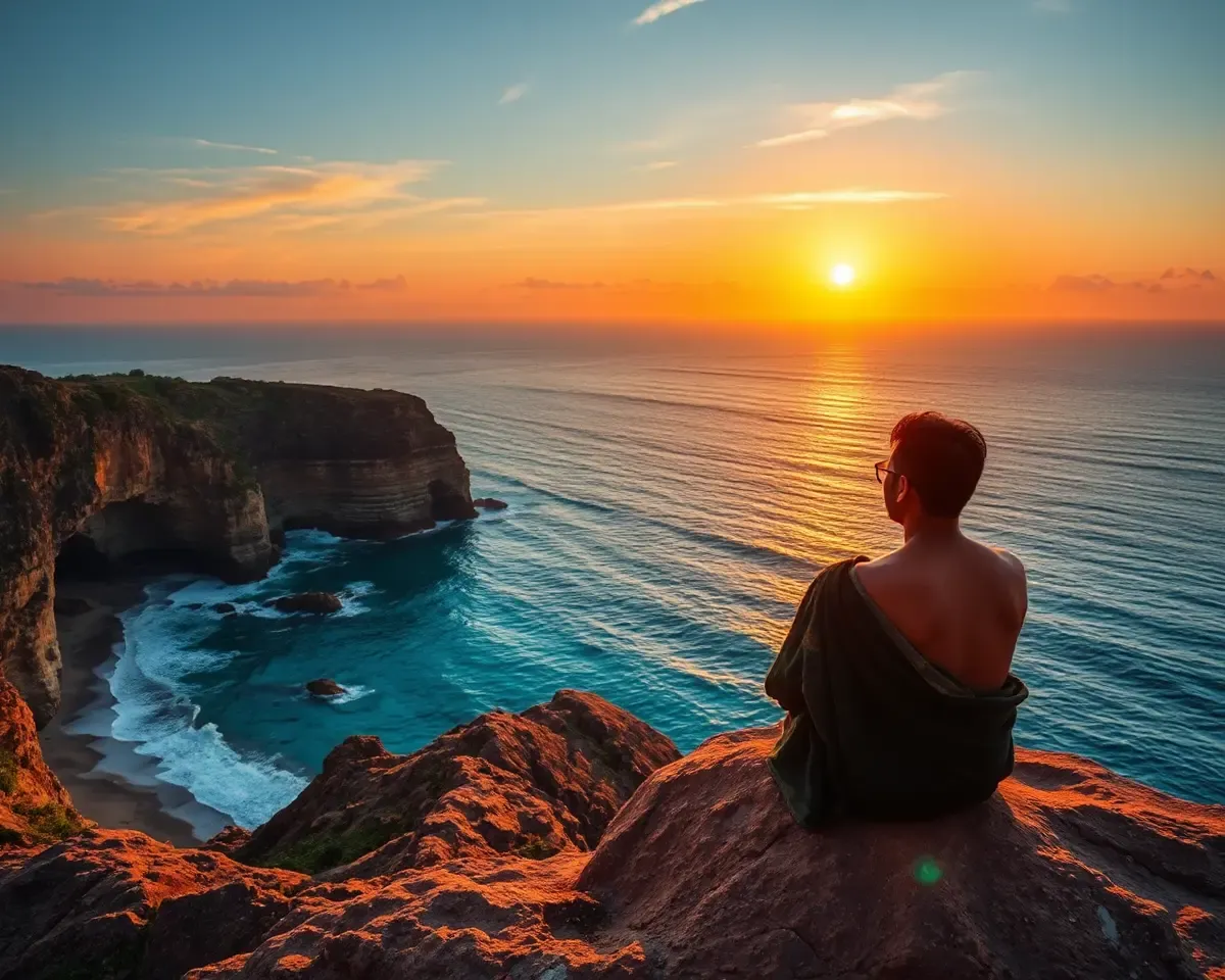 Serene Sudithar Gazes at Ocean Sunset
