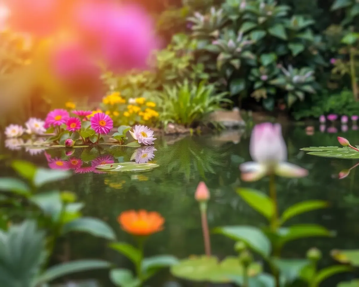 Serene Tranquil Pond Scene with Soft Focus Effect