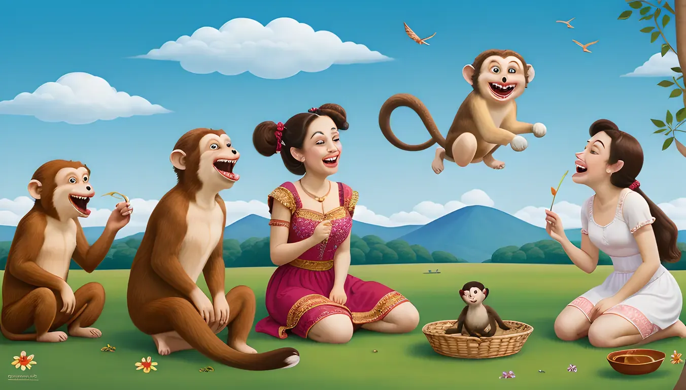 Shakuntala's Whimsical Playtime with Monkeys