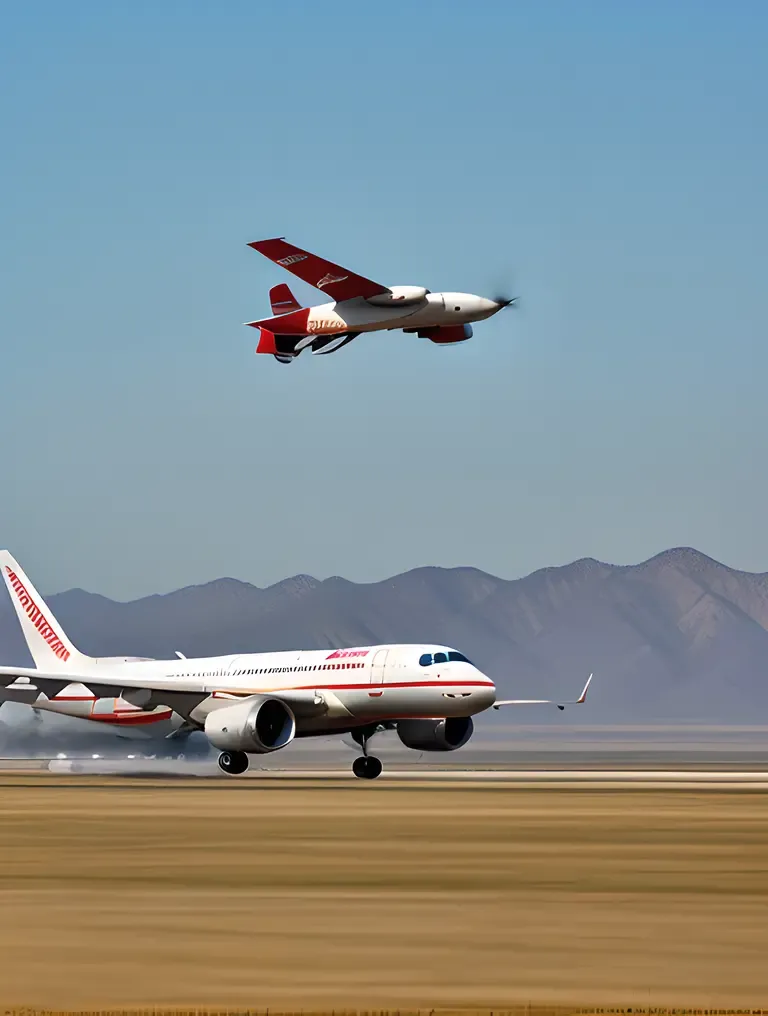 Sharabi Soars Over Open Plain, Mountains in Distance