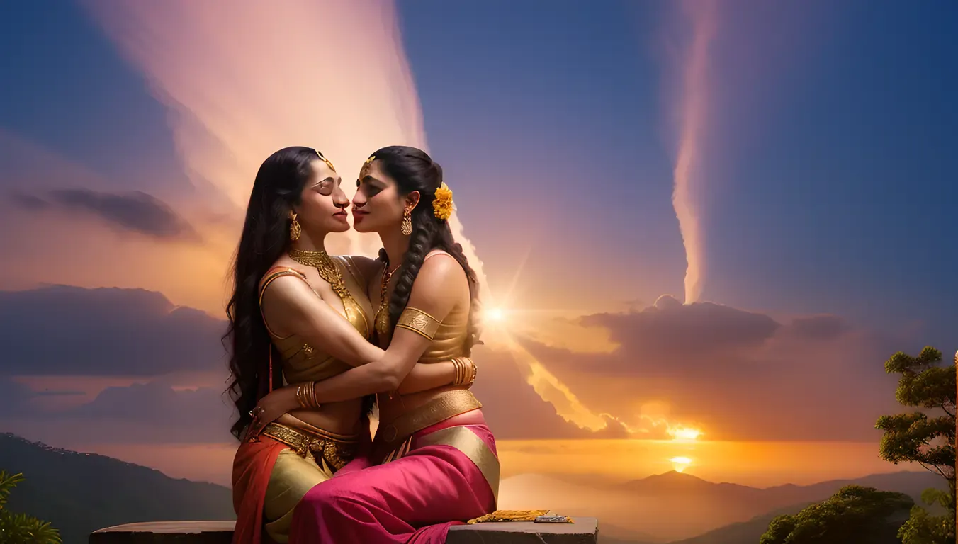 Shiva and Parvati in Romantic Pose