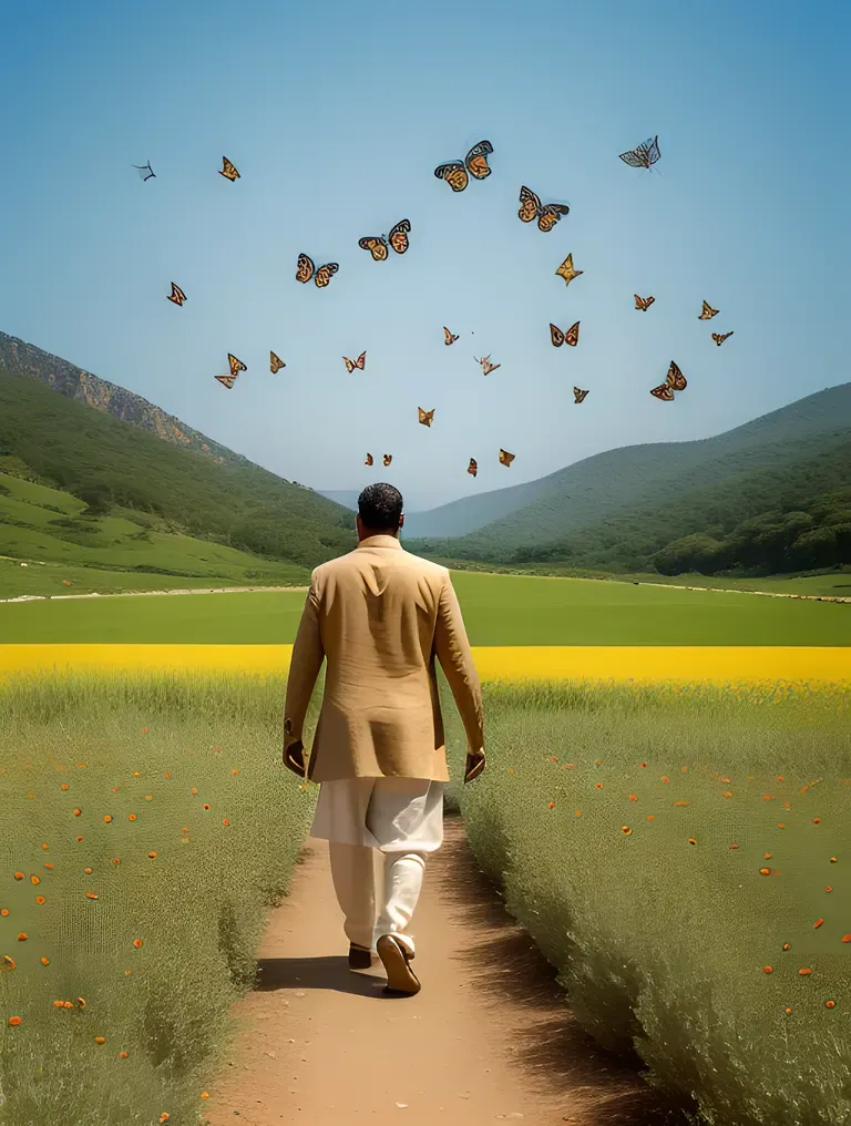 Shyam Ji in Field of Wildflowers with Wonder