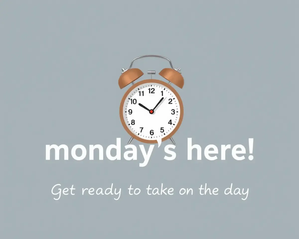 Simple Alarm Clock with Monday Morning Rise and Shine Quote