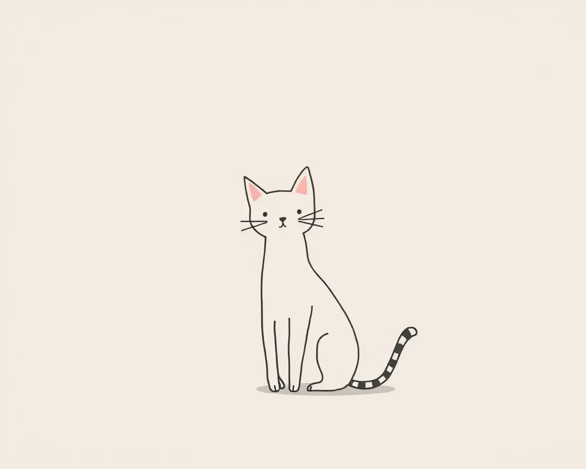 Simple Cat Illustration on Soft 8x12 Background