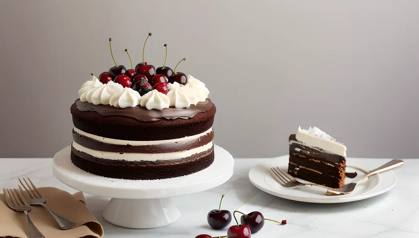 Simple Elegant Black Forest Cake with Cherry on Top
