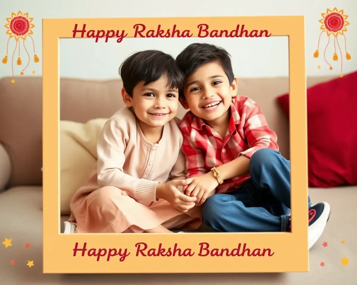 Simple Elegant Raksha Bandhan Frame with Siblings Holding Hands