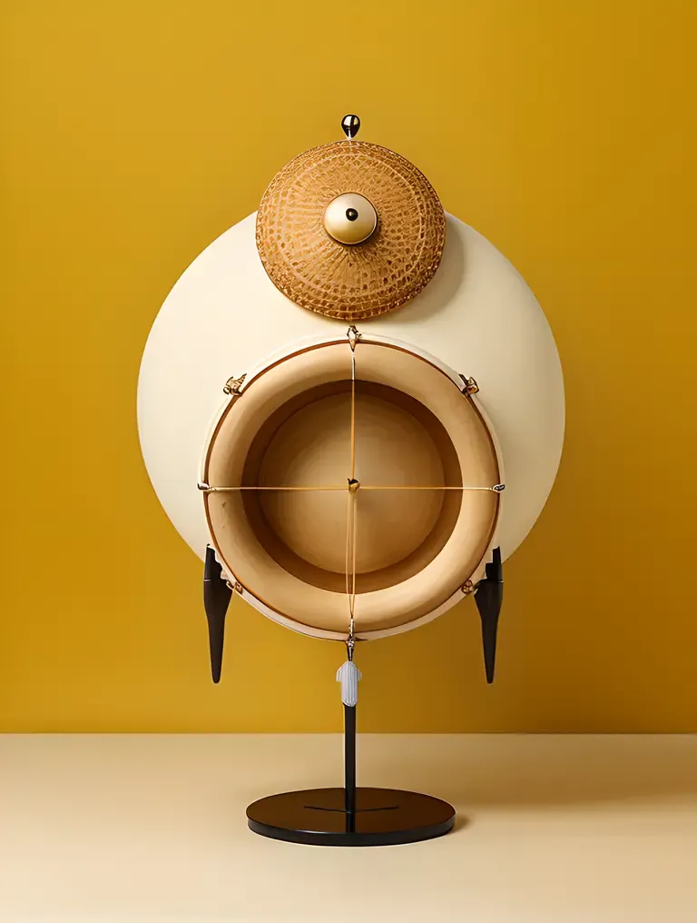 Simple Modern Pooram Drum Design Pooram Logo with Clean Lines