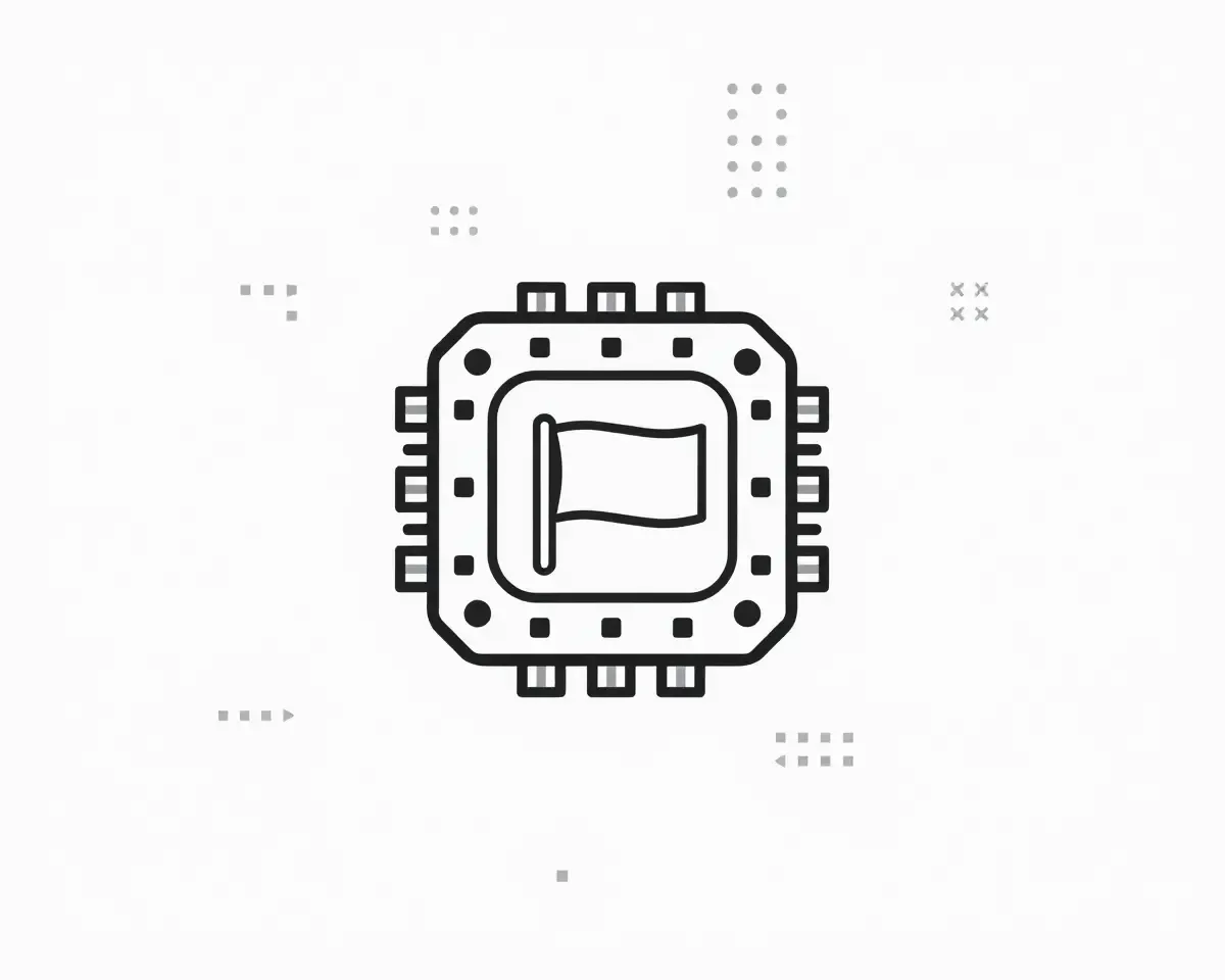 Simple RAM Chip with Flag Icon on White