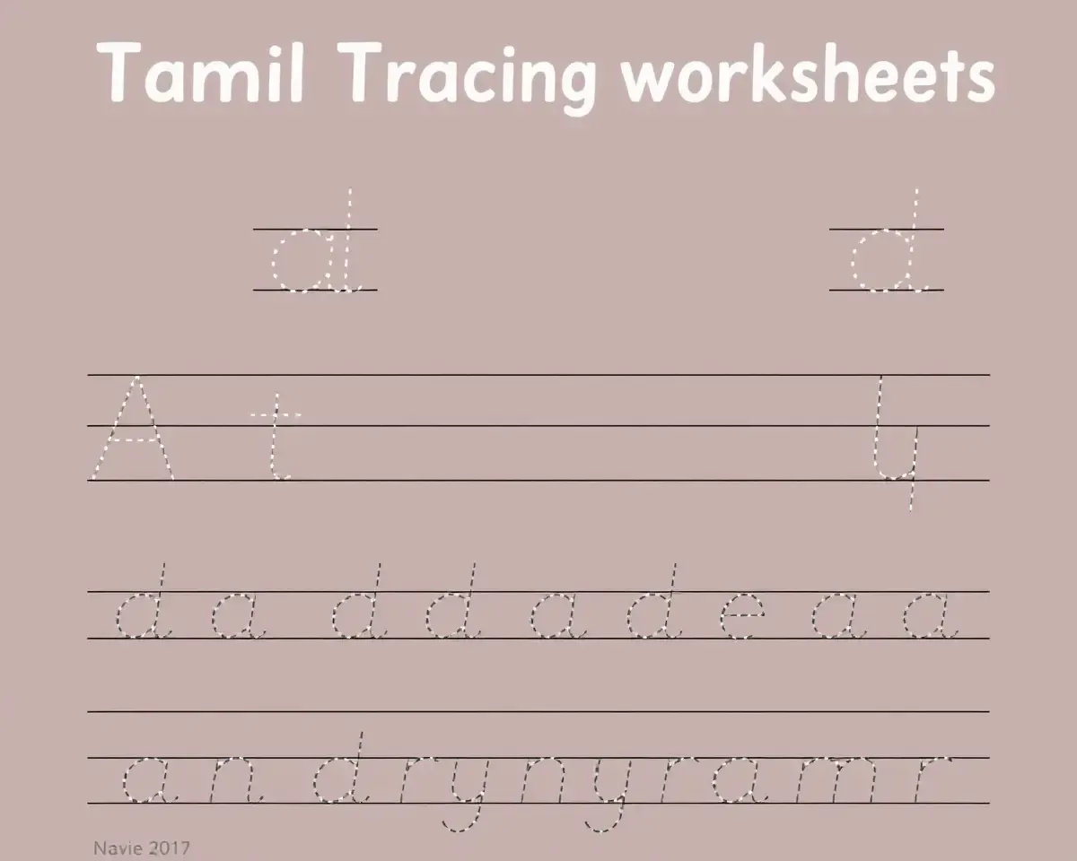 Simple Tamil Letter Tracing Worksheets with Minimal Design
