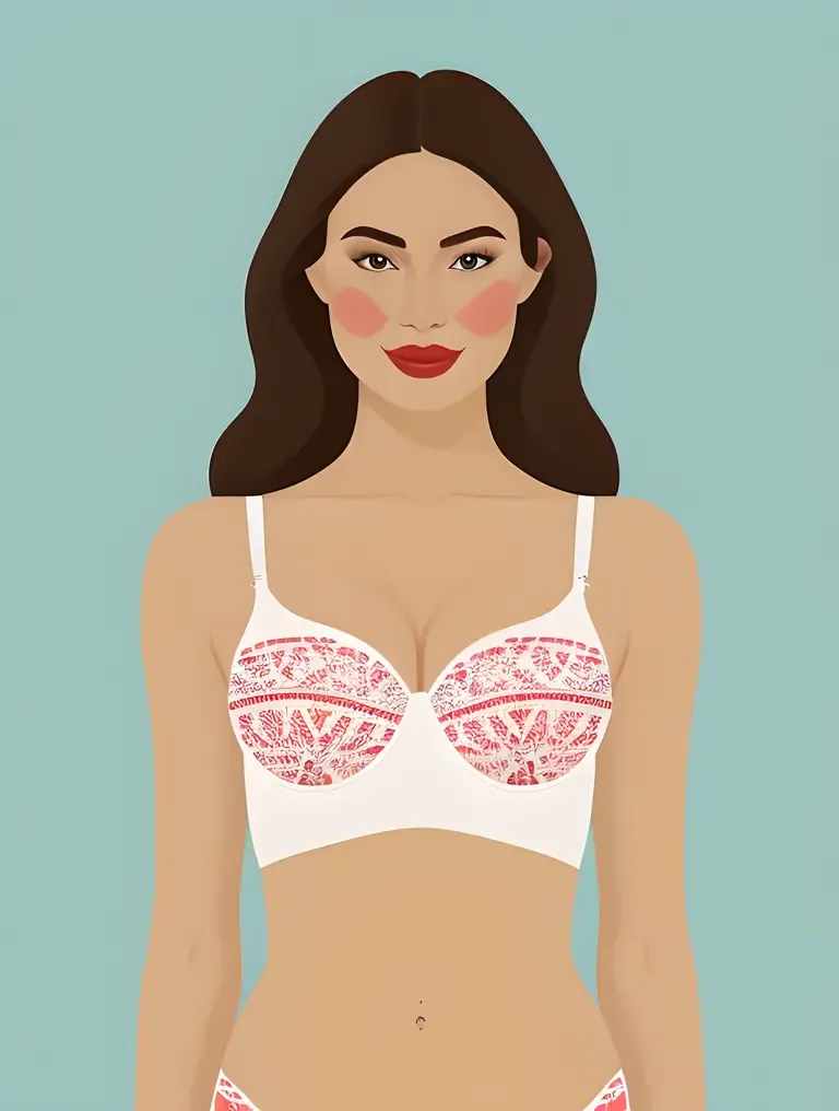 Simple White Bra with Graphic Patterned Top Illustration