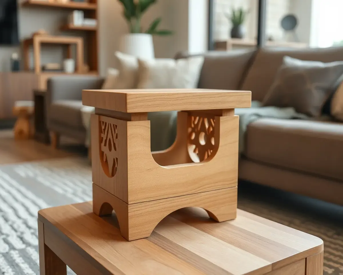 Simple yet Elegant Wooden Uyyala on Side Table