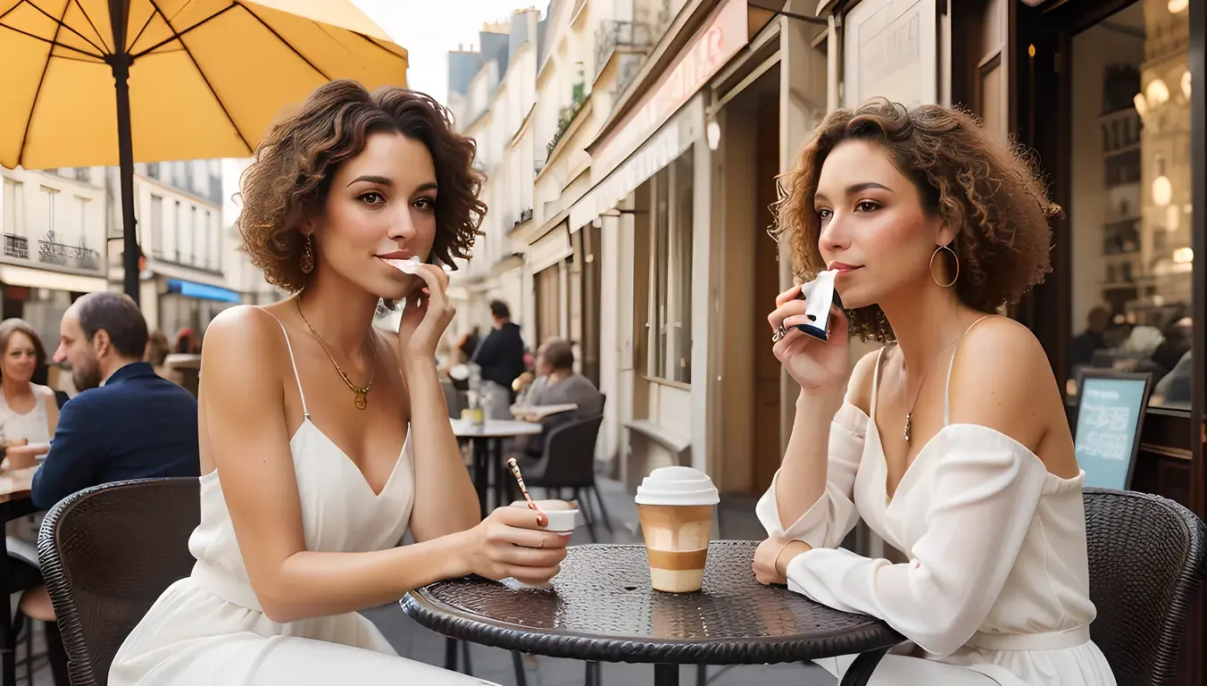 Smoking Girl Pic: Parisian Café Chic