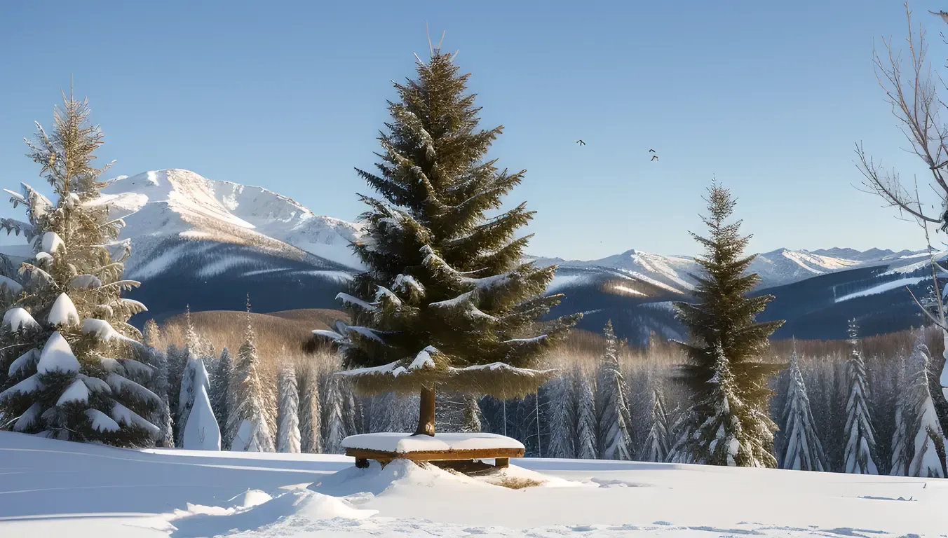 Snow-Capped Fir Tree in Winter Wonderland