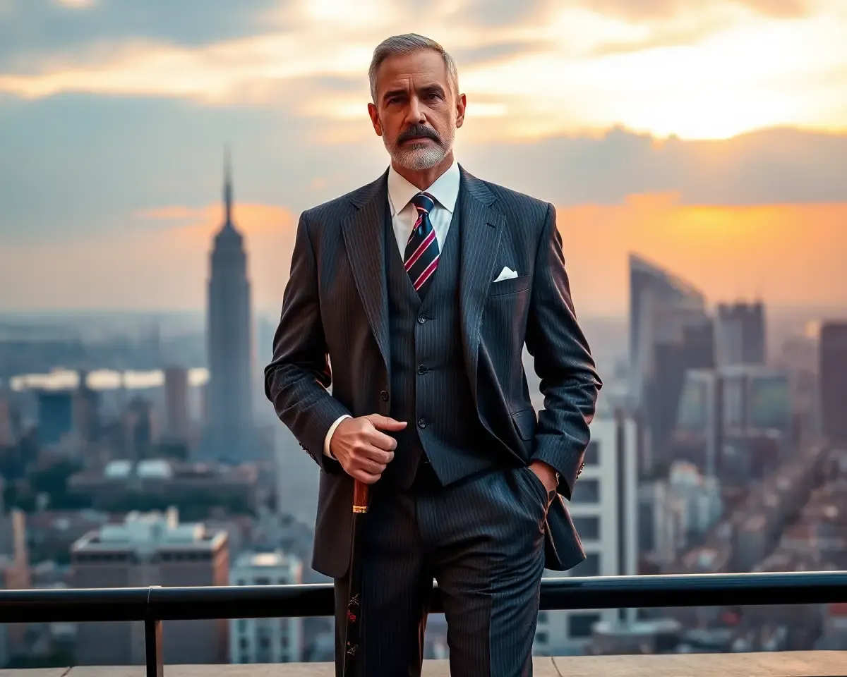 Sophisticated Gentleman in 4K Cityscape at Sunset