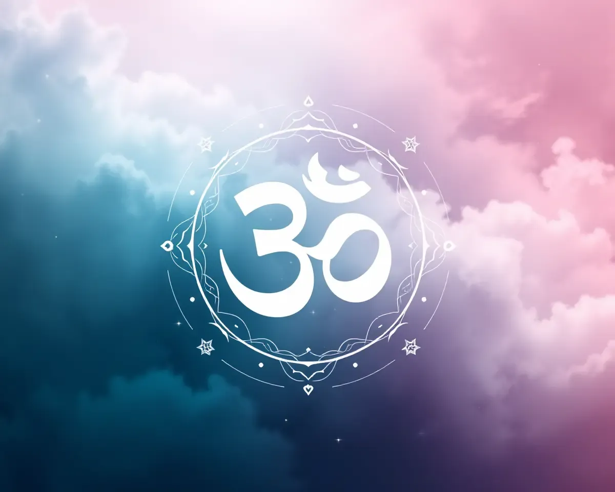 Spiritual Om Shanti Logo with Celestial Ethereal Design