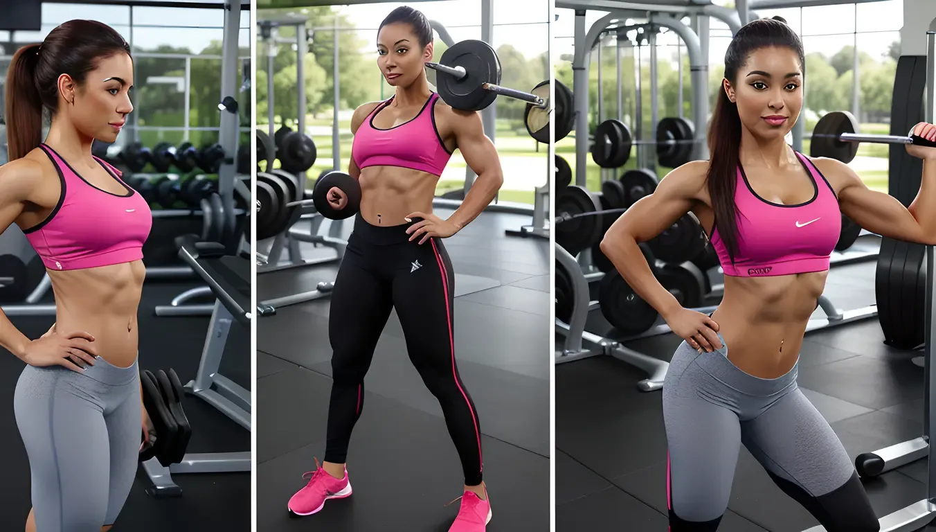 Split-Screen Gym Body Girl in Gym and Outdoor Settings