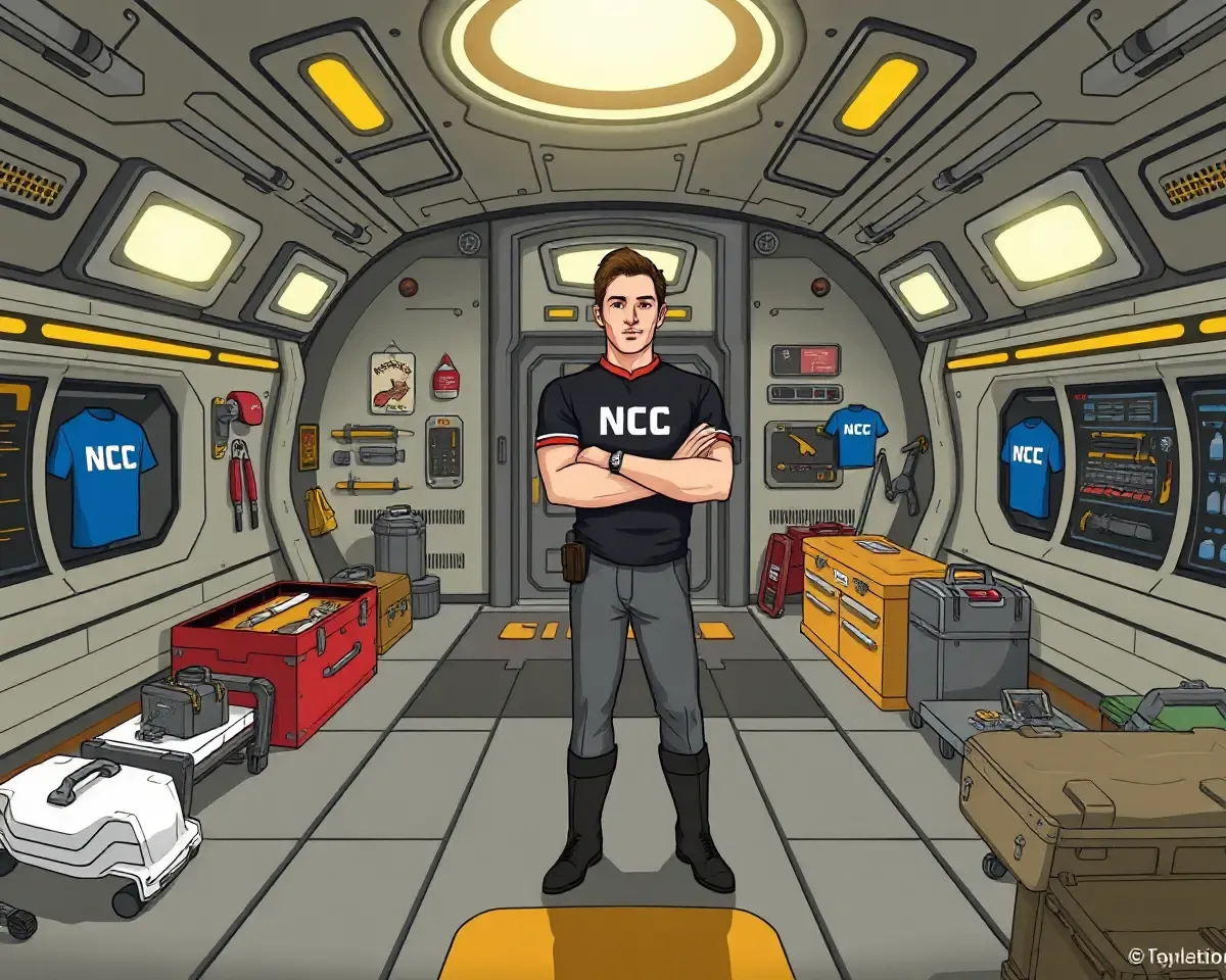Starship Engineering Deck with NCC T-Shirts