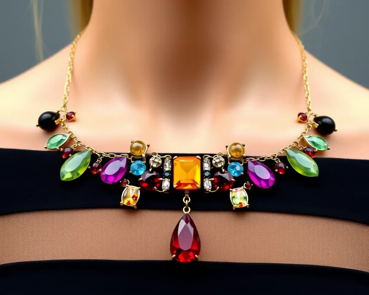 Statement Jewellery Model with Layered Necklace in HD PNG