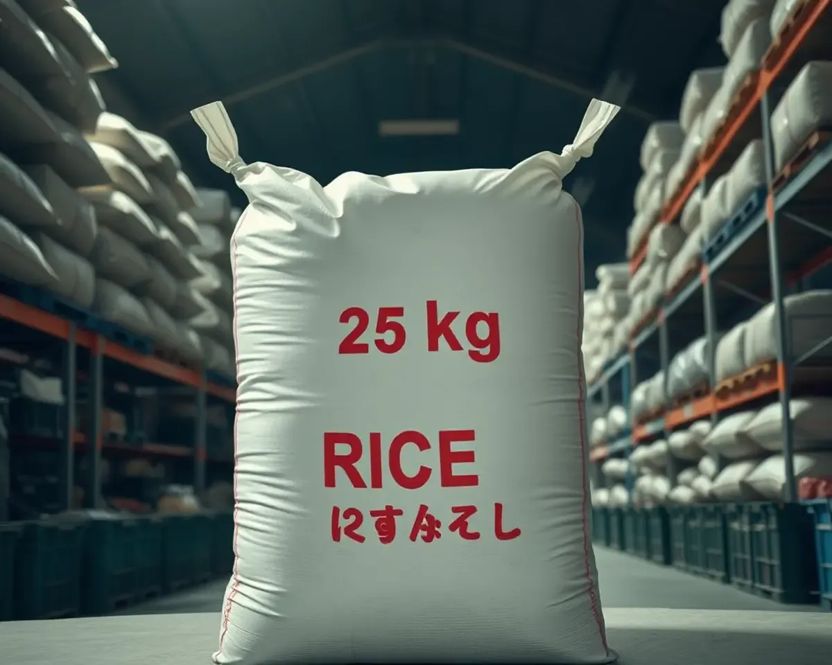 Storage Room with 25 kg Rice Bag and Crates PNG