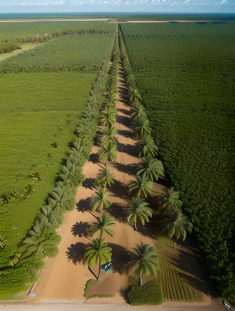 Stunning Aerial View of Coconut Plantation and Copra Harvest
