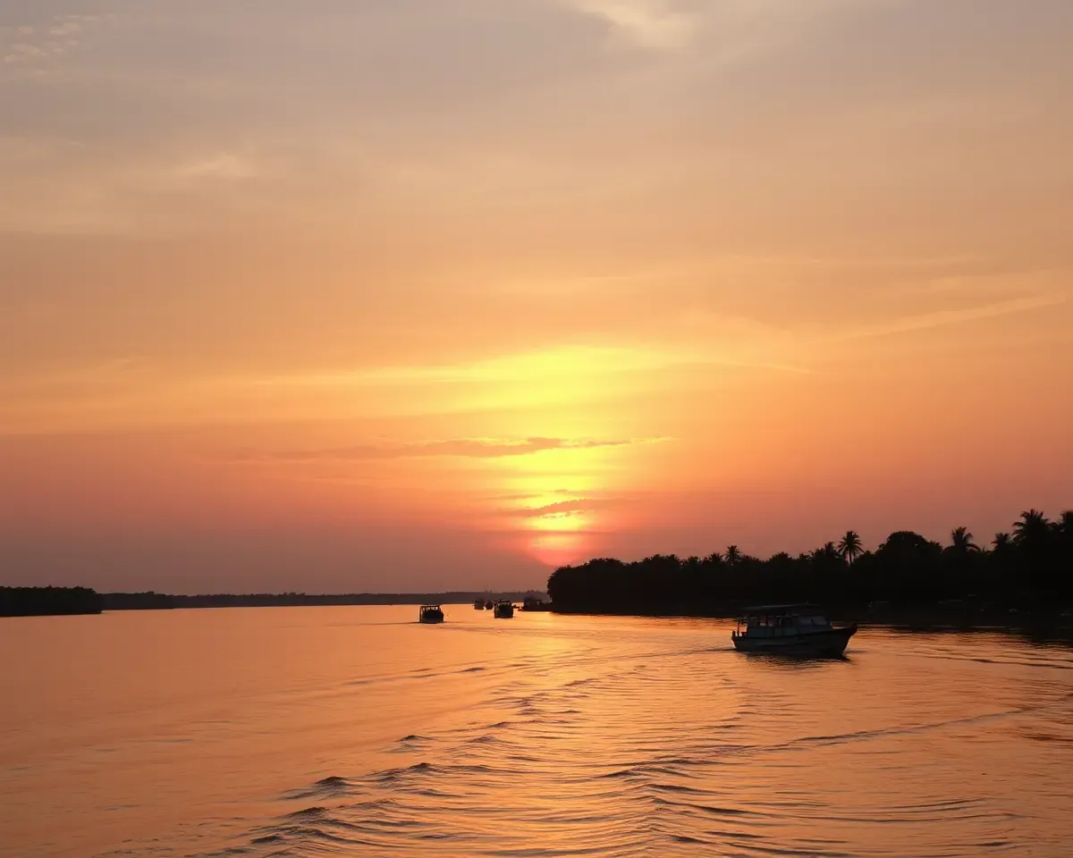 Stunning Thiruvachai River Sunset