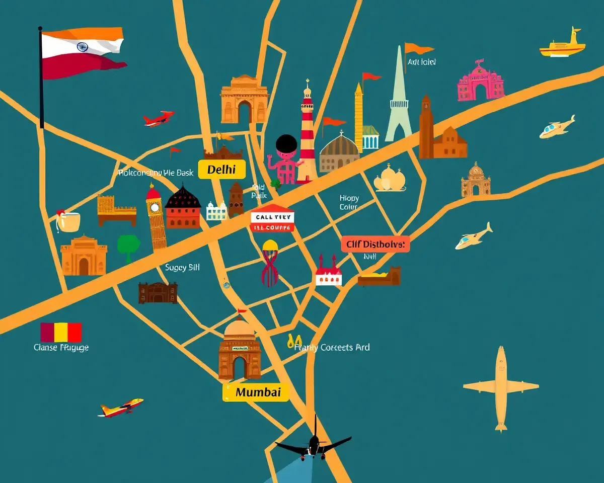 Stylized City Map of Desi Hip-Hop Landmarks