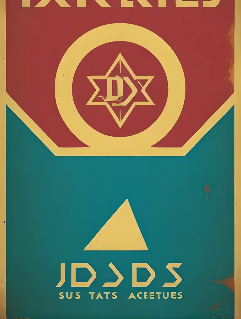 Stylized JDS Logo on Vintage-Style Poster with Retro-Futuristic Aesthetic
