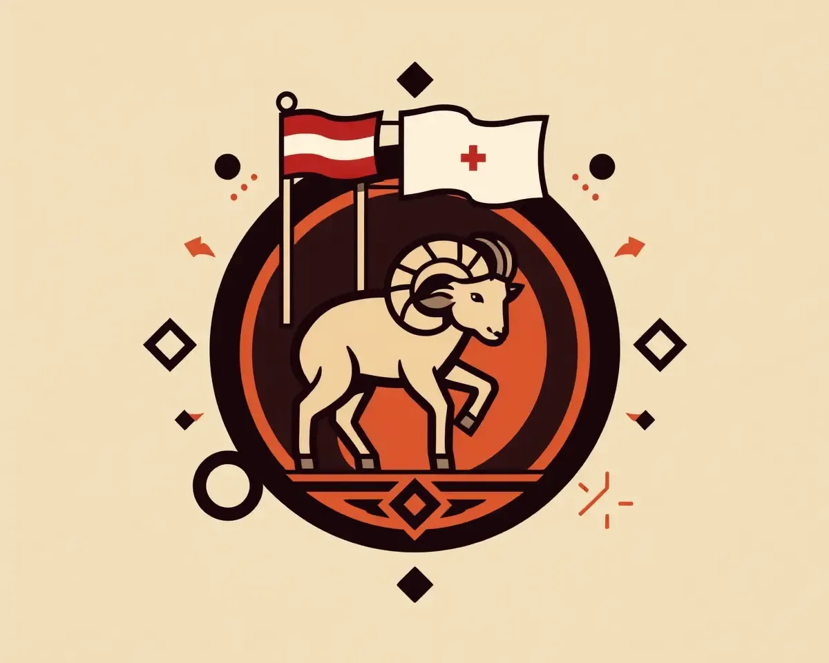 Stylized RAM Module with Flag and Abstract Shapes
