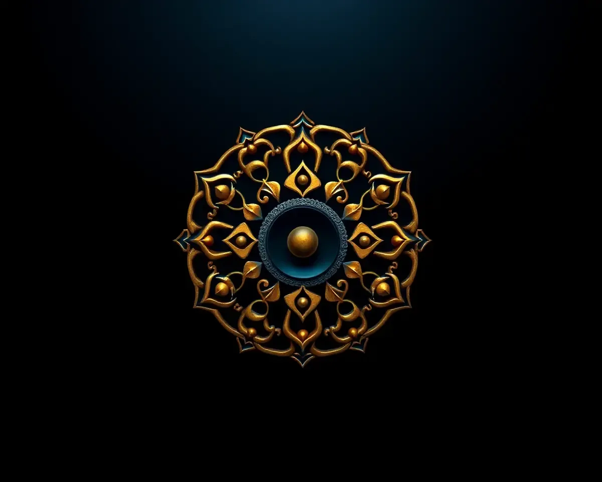 Stylized Shanku Chakra with Golden Accents and Gradient