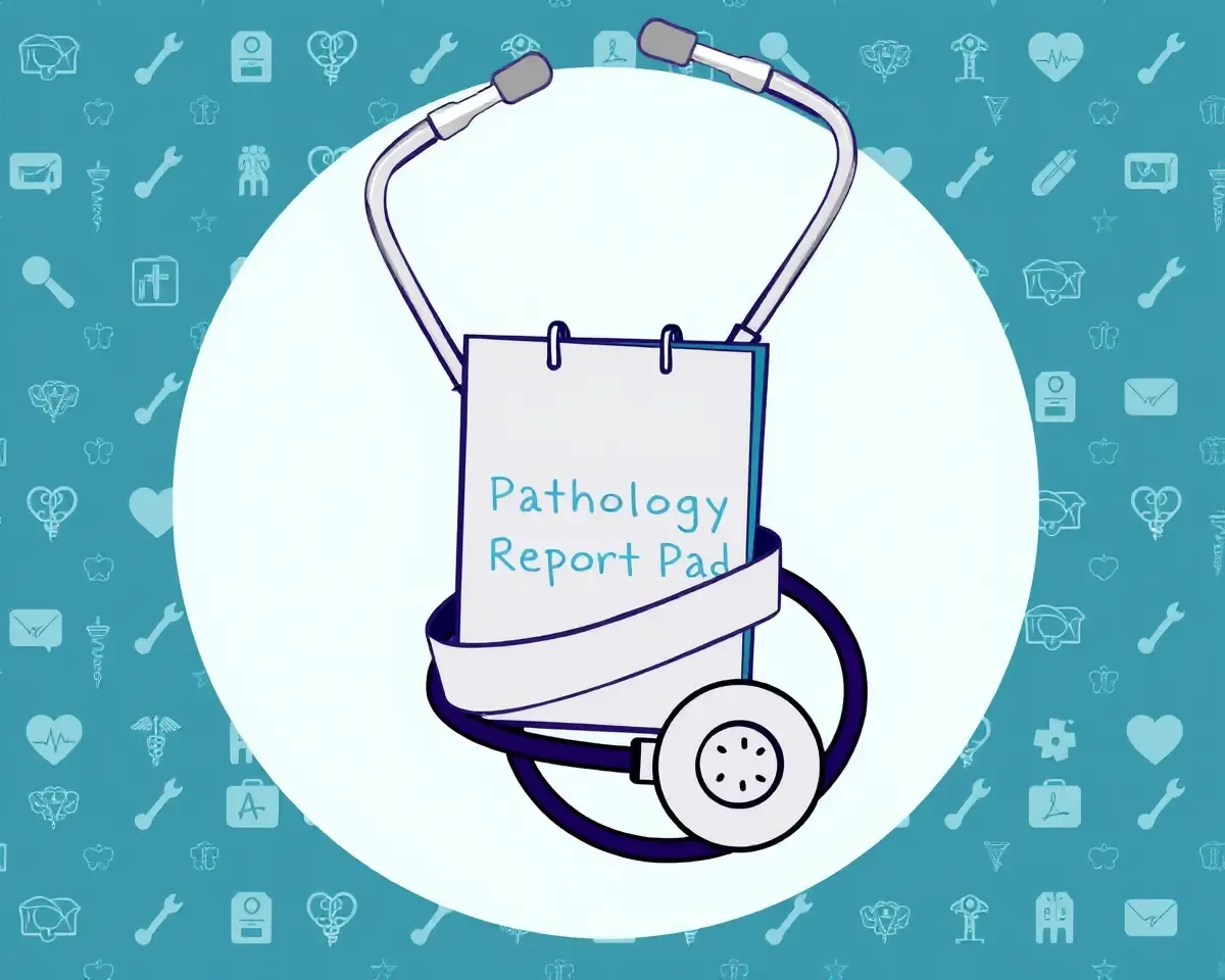 Stylized Stethoscope Pathology Report Pad Logo Wrap Design