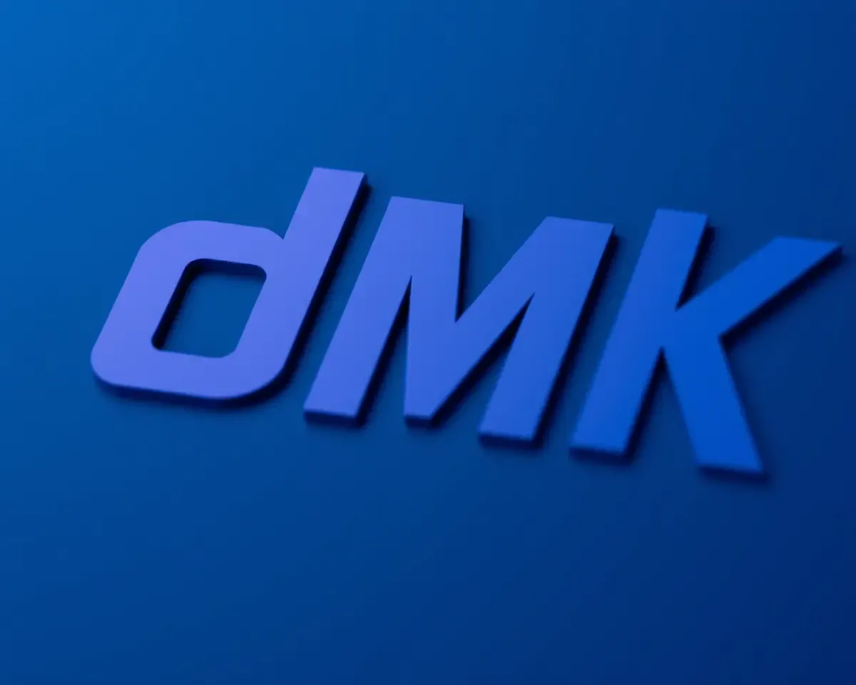 Subtle Gradient Effect Dmk Logo Close-Up Shot