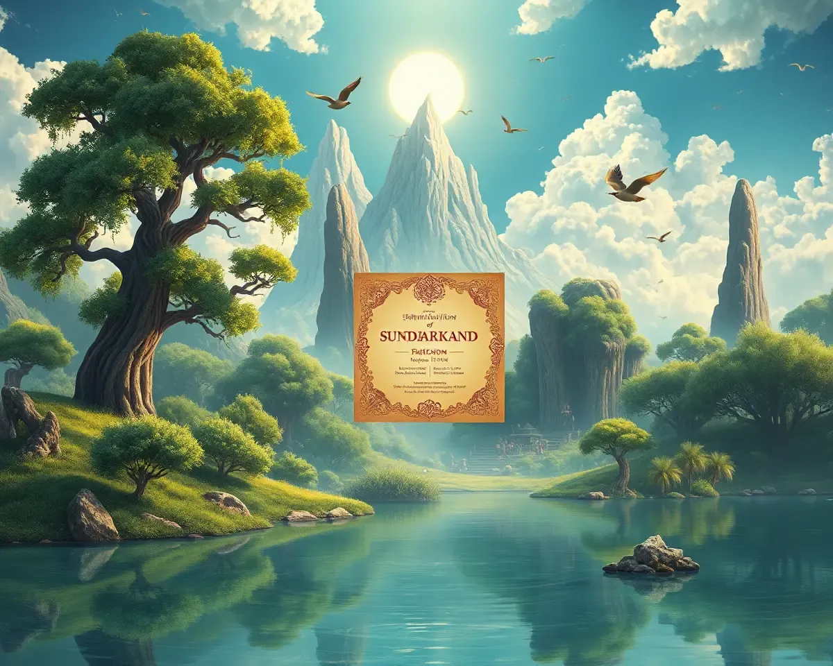 Sundarkand Invitation: Majestic Illustration of Mystical Realm