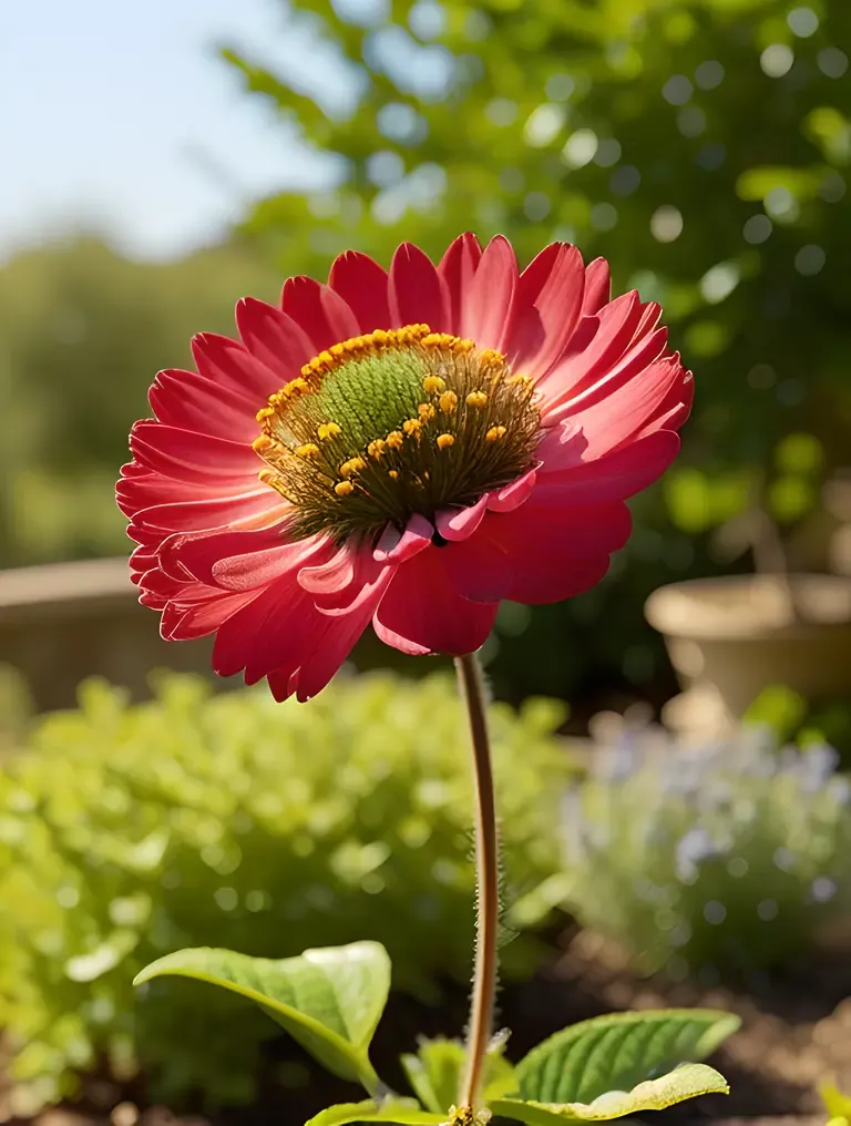 Sunny Garden with Fresh Dicot Flowers in Bouquet