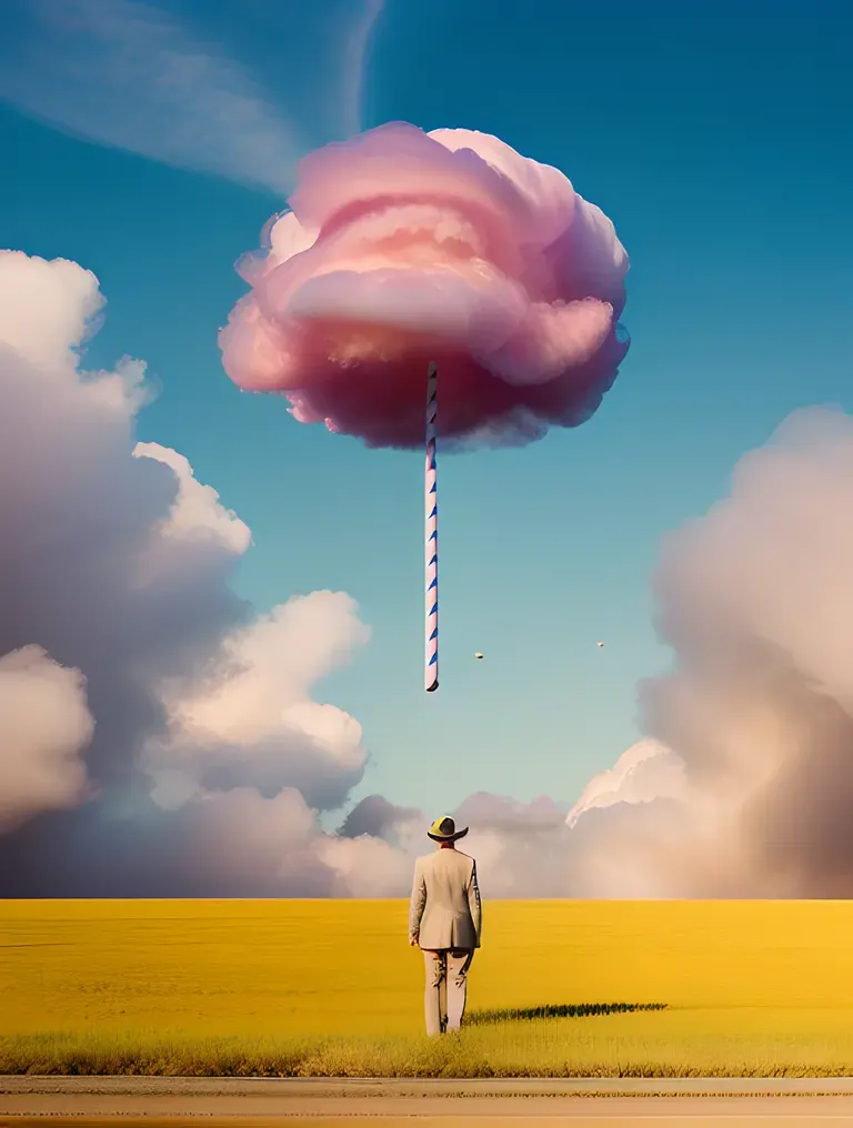 Surreal Dreamscape with "xxxx" in Swirling Clouds Image