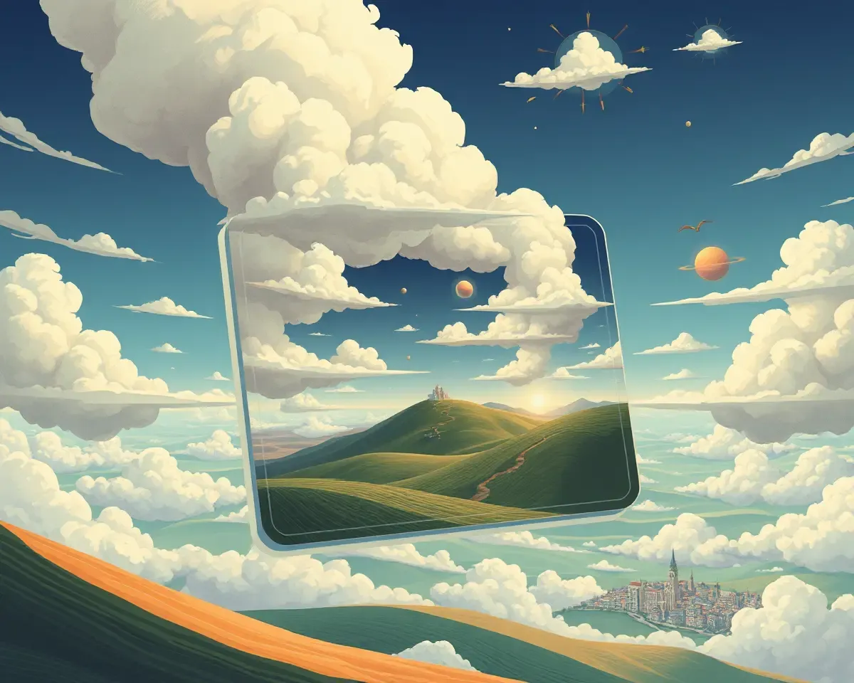 Surreal Visiting Card with Dreamlike Landscape