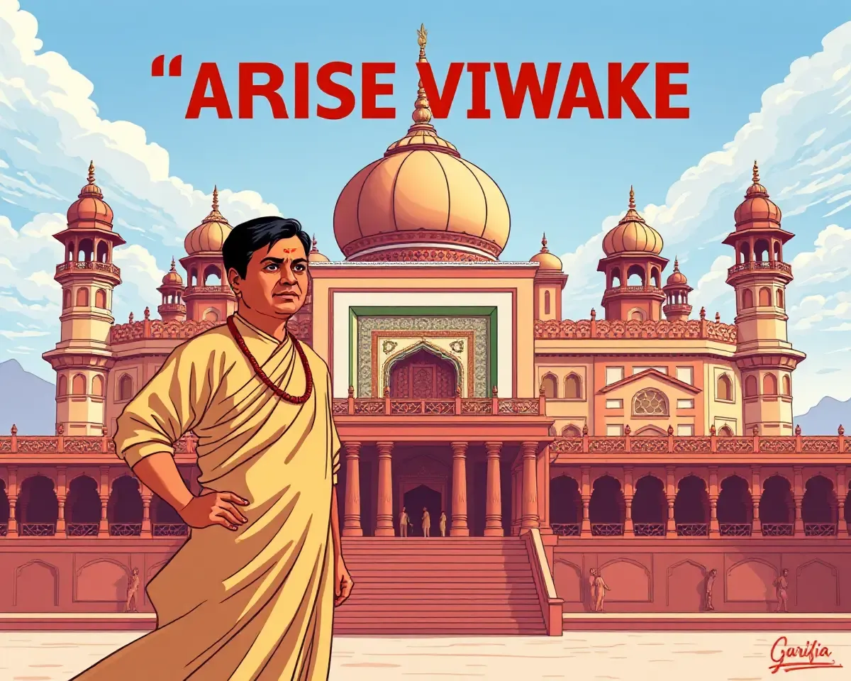 Swami Vivekananda Inspiring Quote HD PNG with Indian Palace