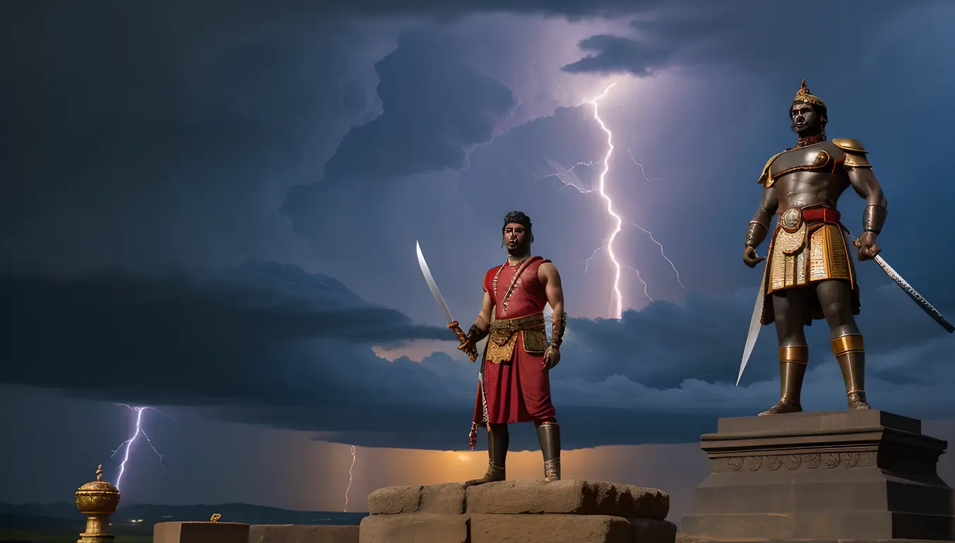 Tanaji Wallpaper: Powerful Symbolic Depiction of Tanaji Malusare with Maratha God