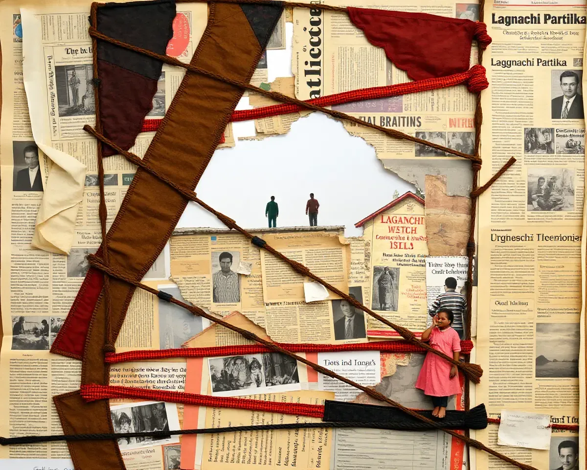 Textured Village Scene with Lagnachi Patrika as Centerpiece