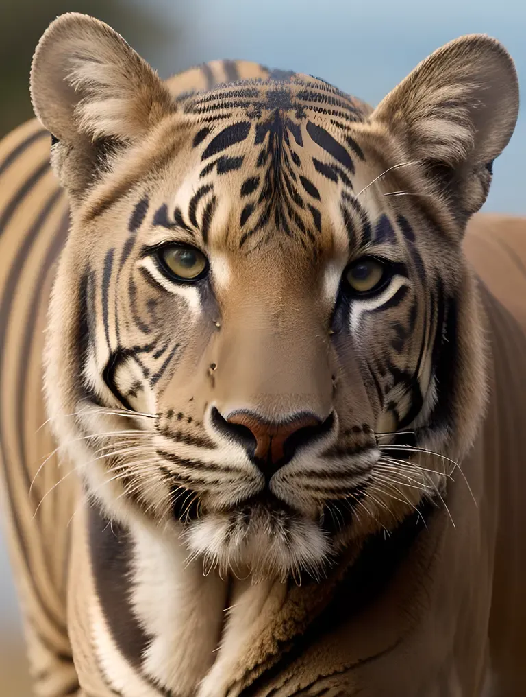 Tigon's Whiskers Twitching as It Sniffs the Air